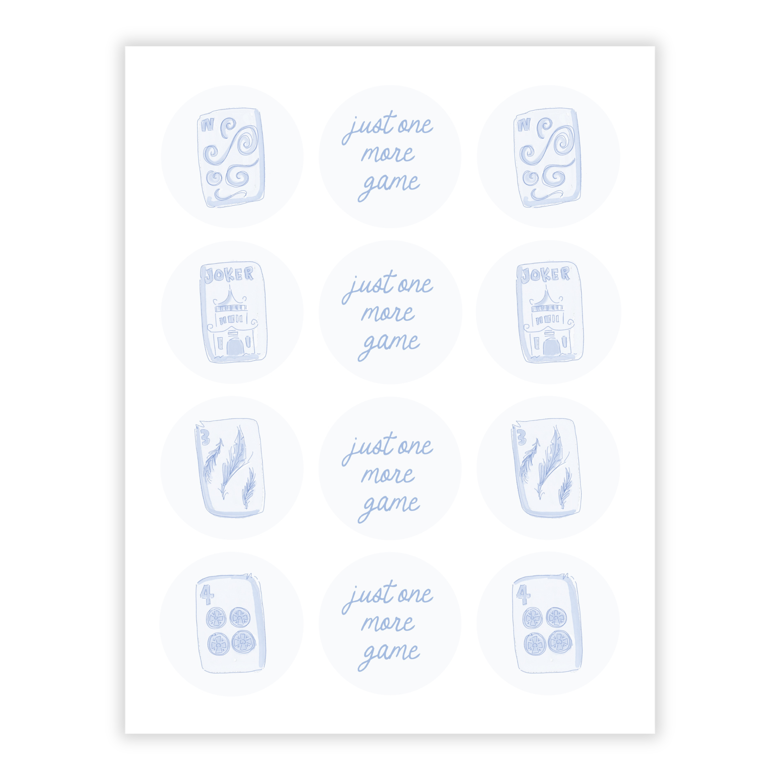 Mahjong Blues Cupcake Toppers