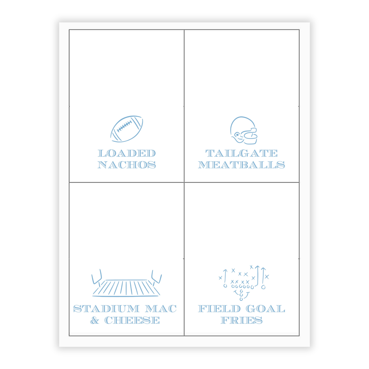 Choose Your Team Tailgate Buffet Labels / Placecards
