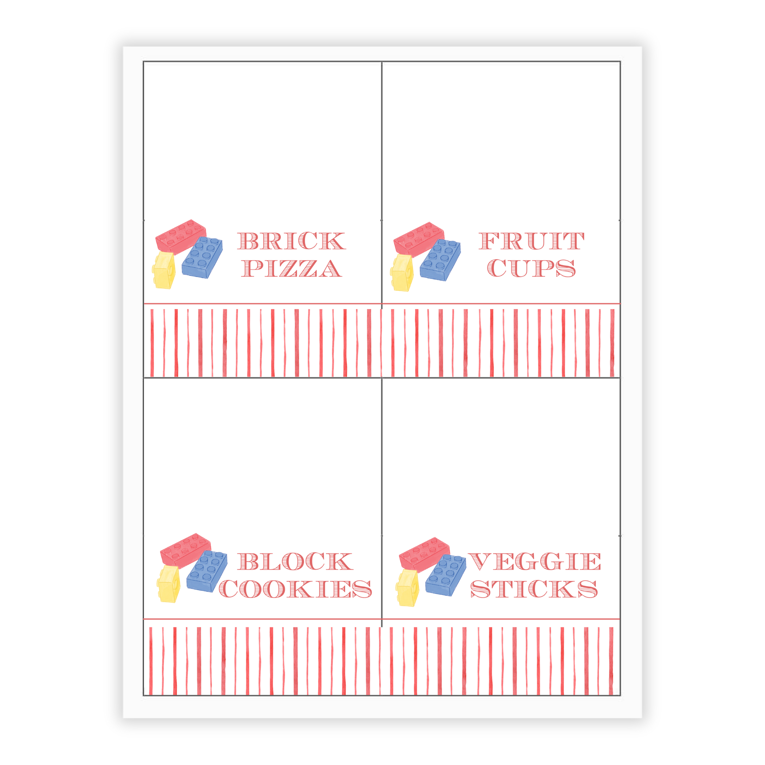 Lego Buffet Labels / Placecards