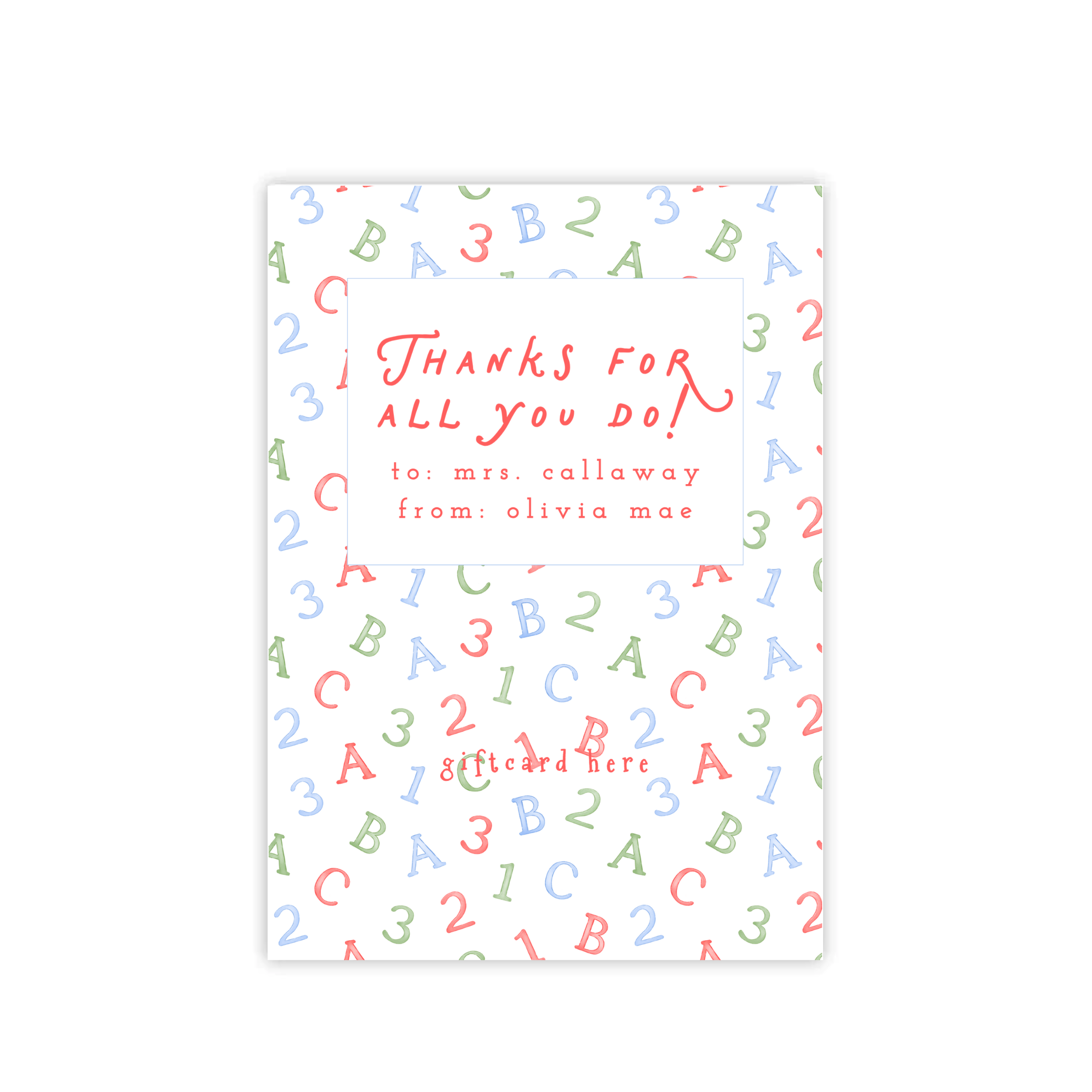 Primary Learning Fun Teacher Giftcard Holder
