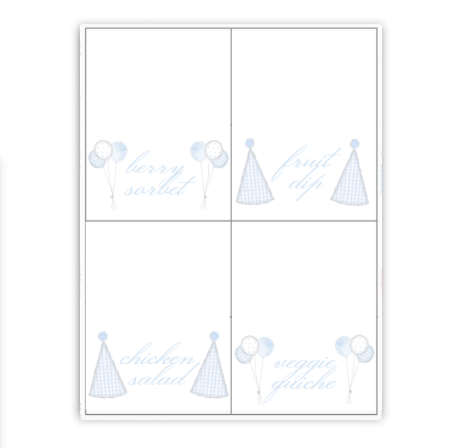 Classic Blue Party Placecards