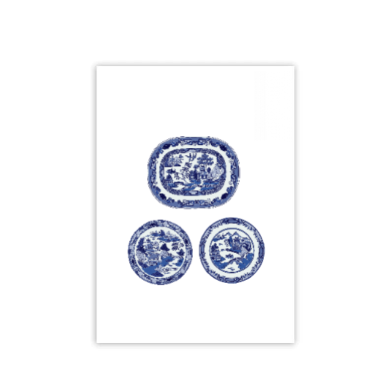 Blue & White Platter Folded Card