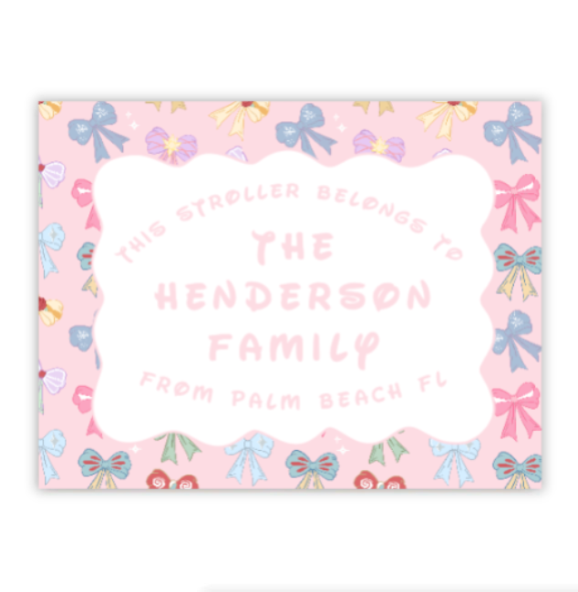 Princess Bows Stroller Tag
