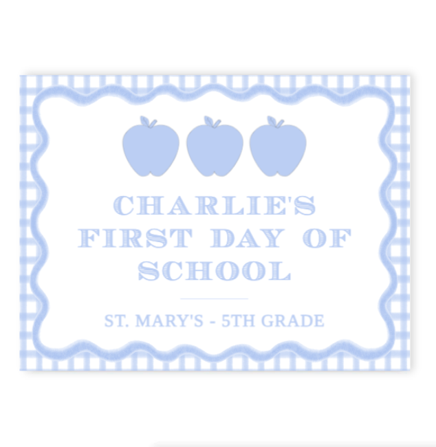 Wavy Blue School Sign