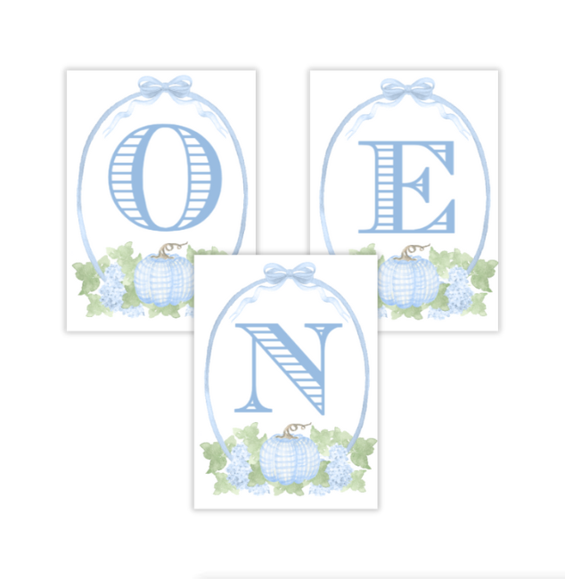 Blue Pumpkin Patch Birthday Banner