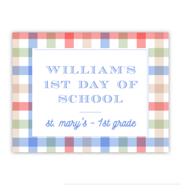 Vintage Plaid School Sign