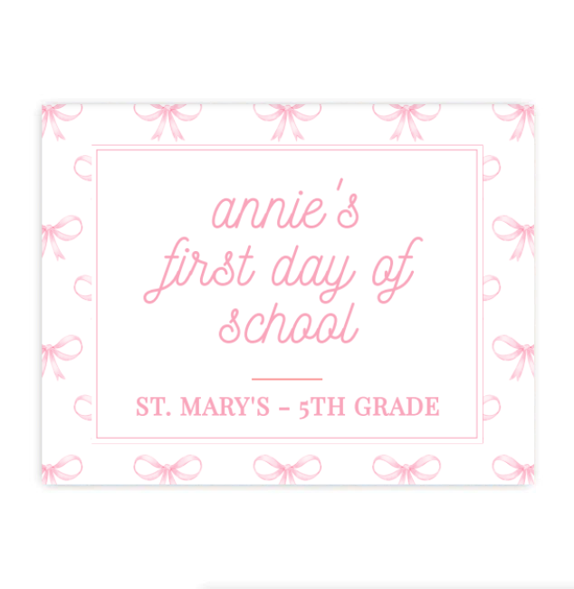 Blush Bows School Sign