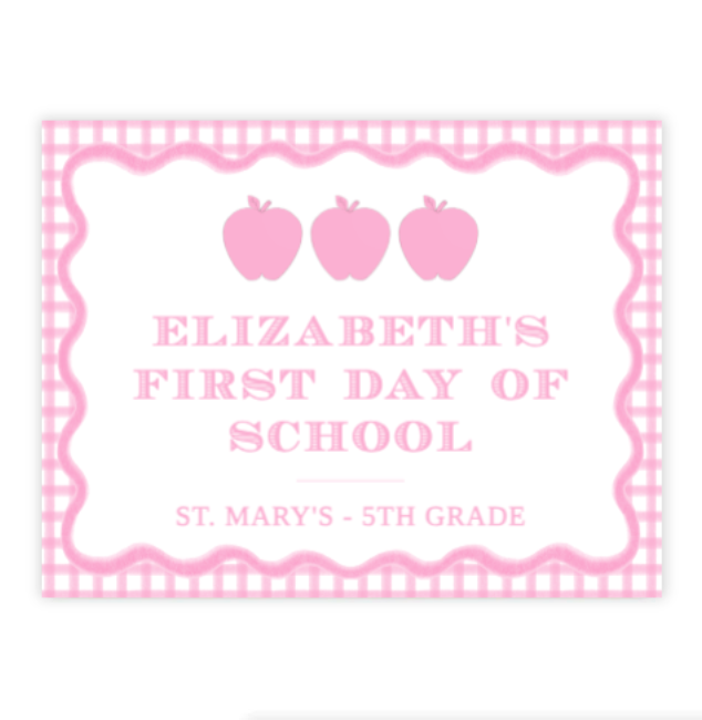 Wavy Pink School Sign