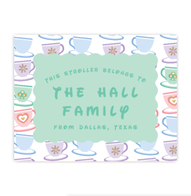 Teacups Stroller Tag
