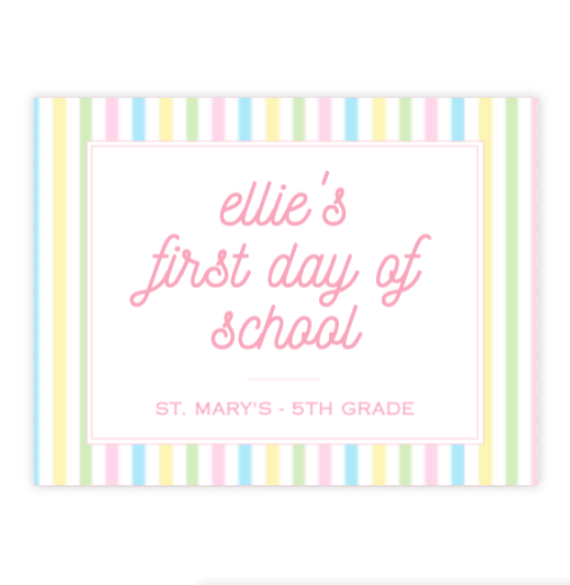 Pastel Stripe School Sign