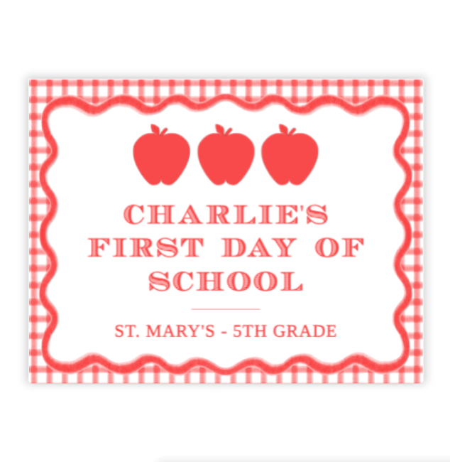 Wavy Red School Sign