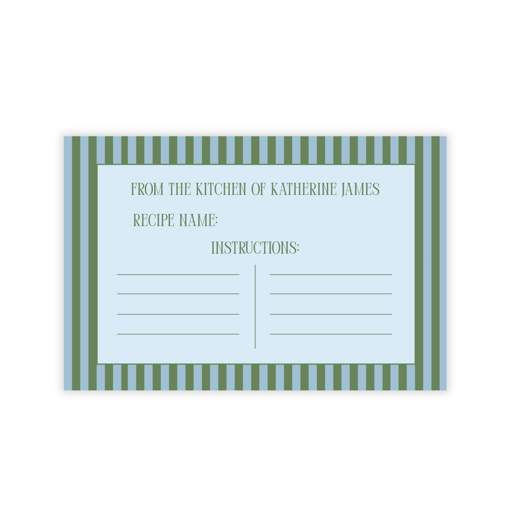 Green Meets Blue Recipe Card