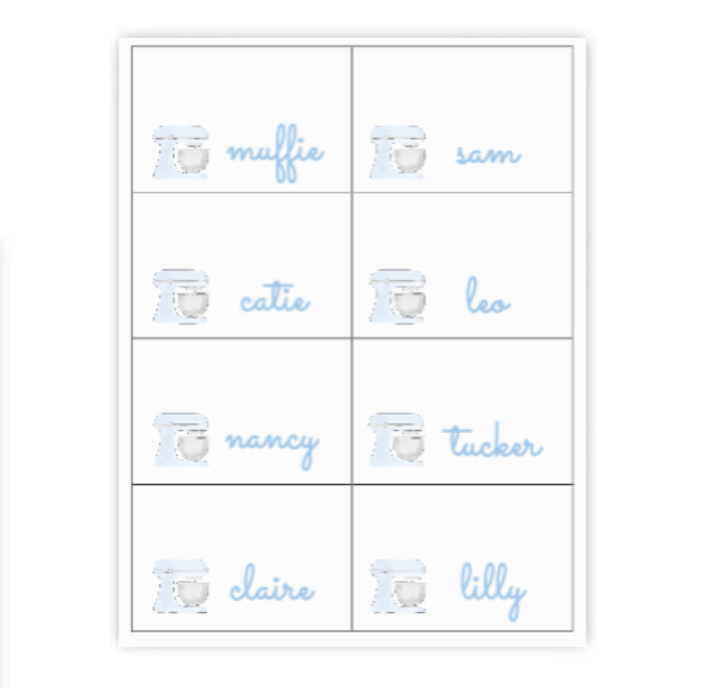 Kitchen Mixer Buffet Labels / Placecards