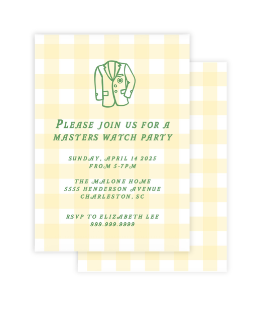 Yellow Gingham Masters Invitation