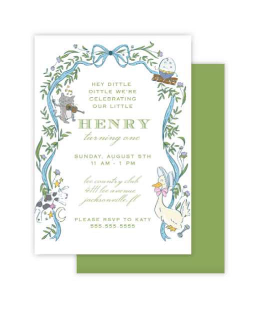 Blue Nursery Rhymes Invitation