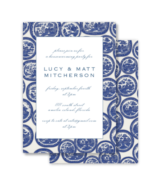 Blue & White Platter Invitation