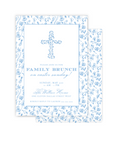 Blue Floral Cross Invitation