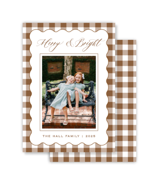 Brown Gingham Christmas Card