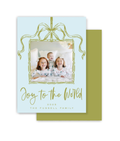 Blue Green Bamboo Frame Christmas Card