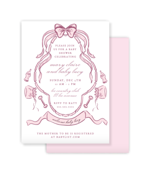 Pink Crest Baby Shower Invitation