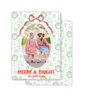 Green Toile Christmas Card