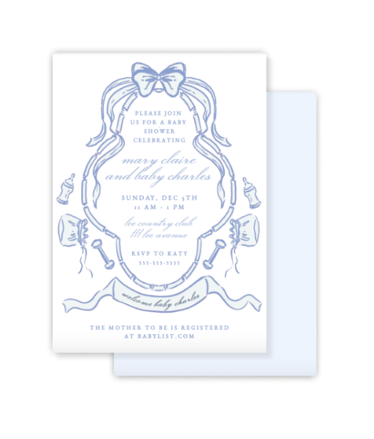 Blue Crest Baby Shower Invitation