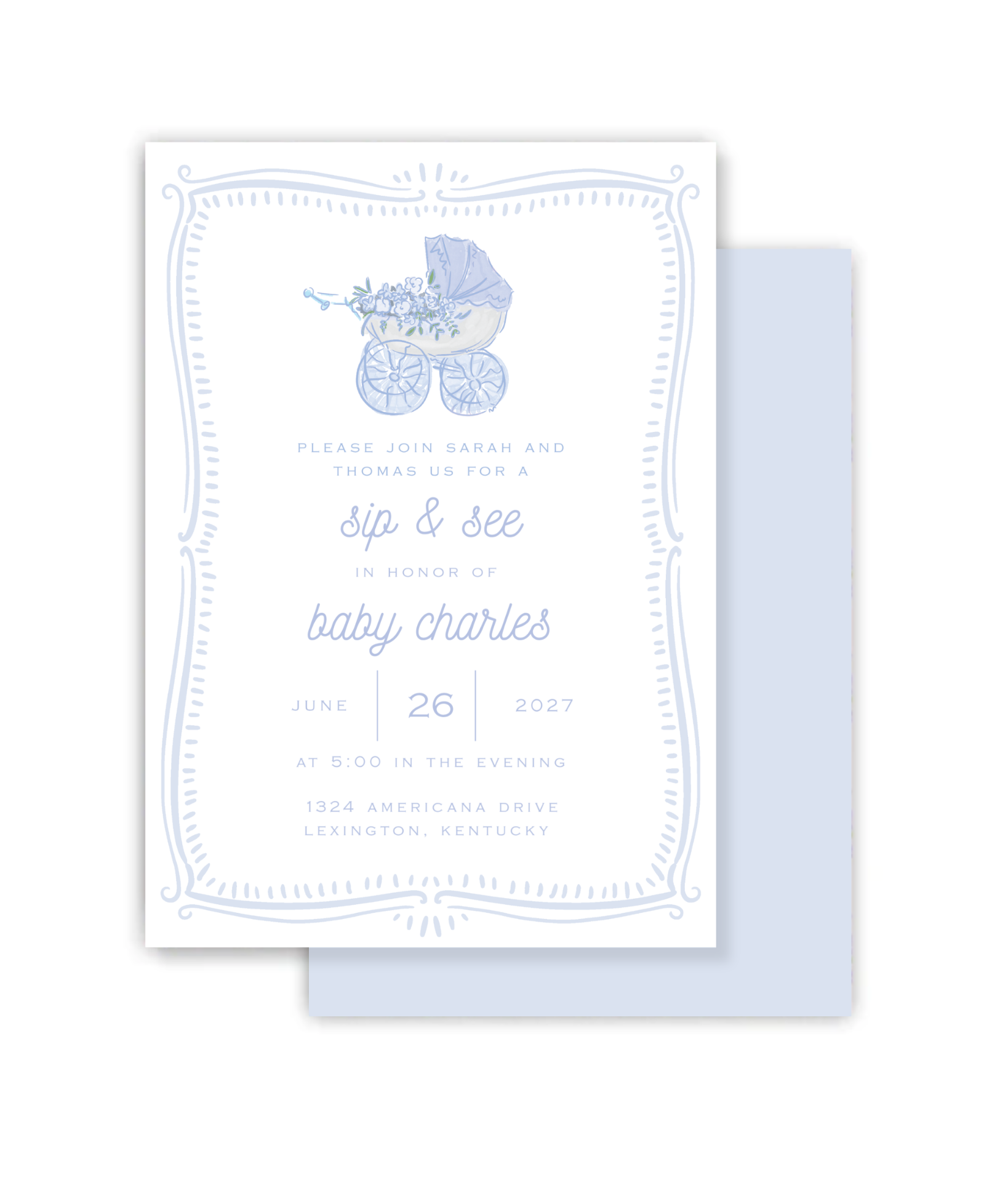 Blue Sip & See Invitation