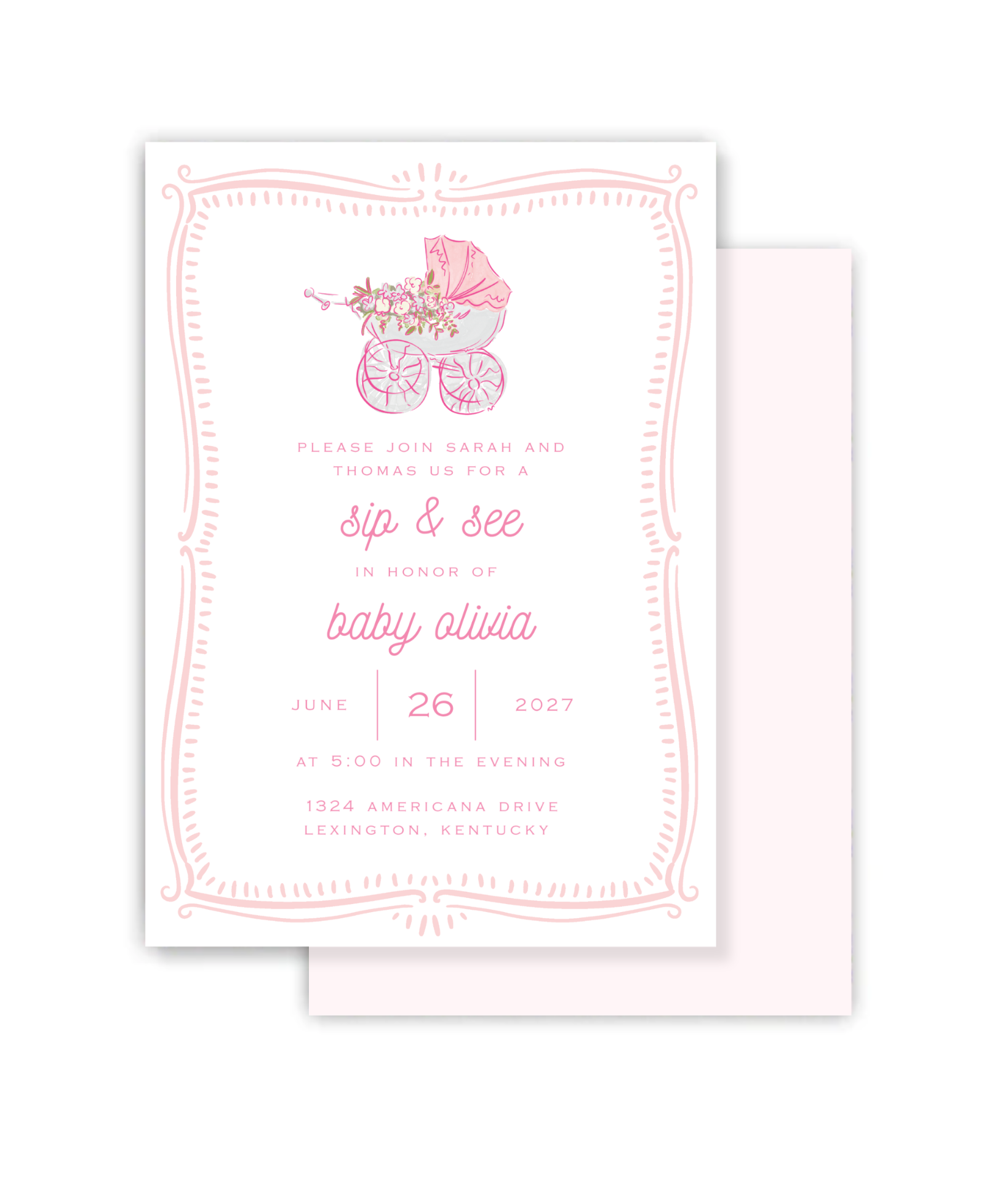 Pink Sip & See Invitation