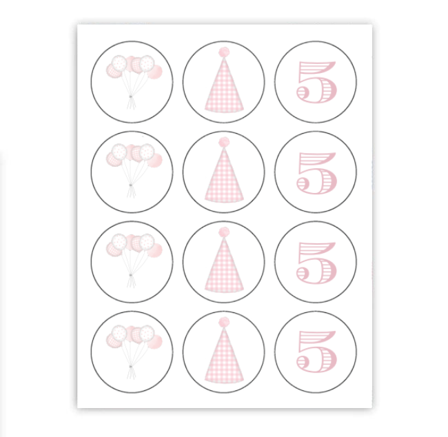 Classic Pink Party Cupcake Toppers