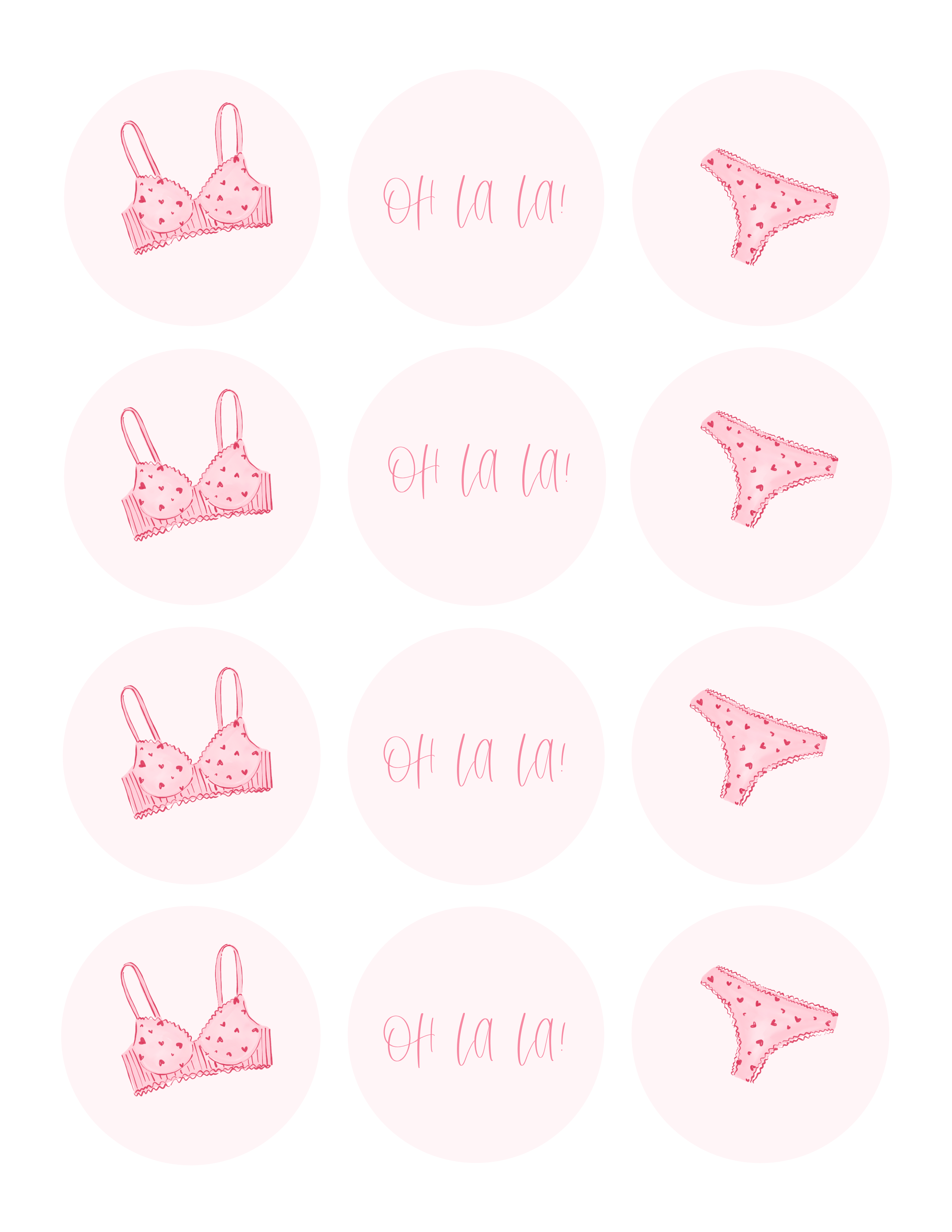 Lingerie Shower Cupcake Toppers