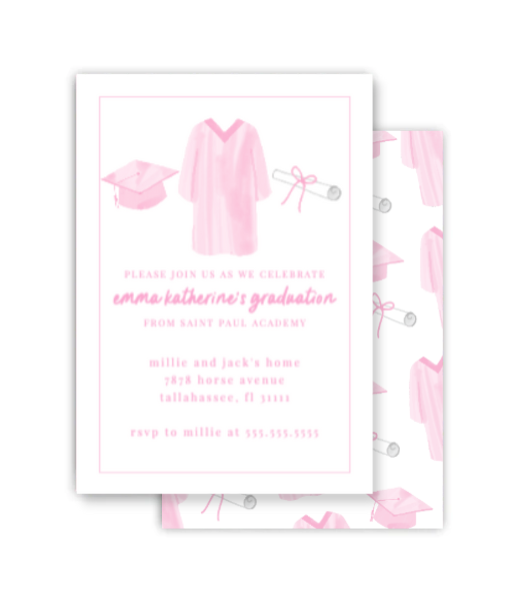 Pink Grad Invitation