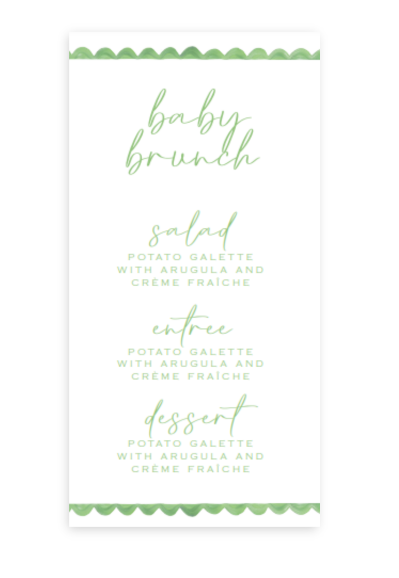Green Fields Scallop Menu