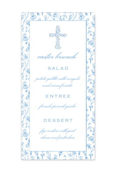 Blue Floral Cross Menu