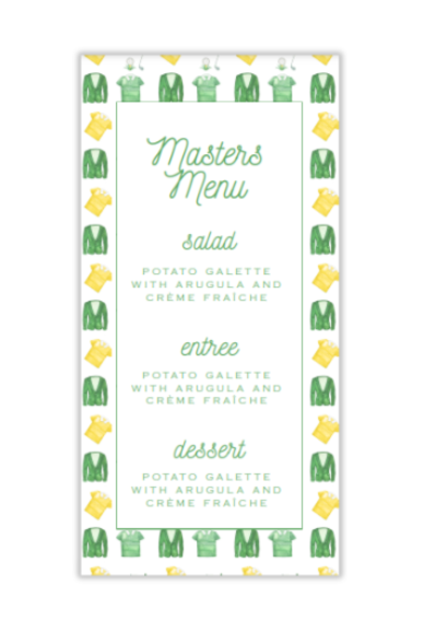 Masters Weekend Menu