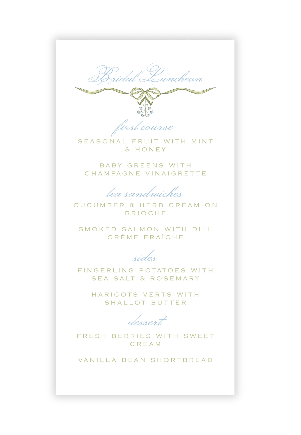 Bluebells Menu