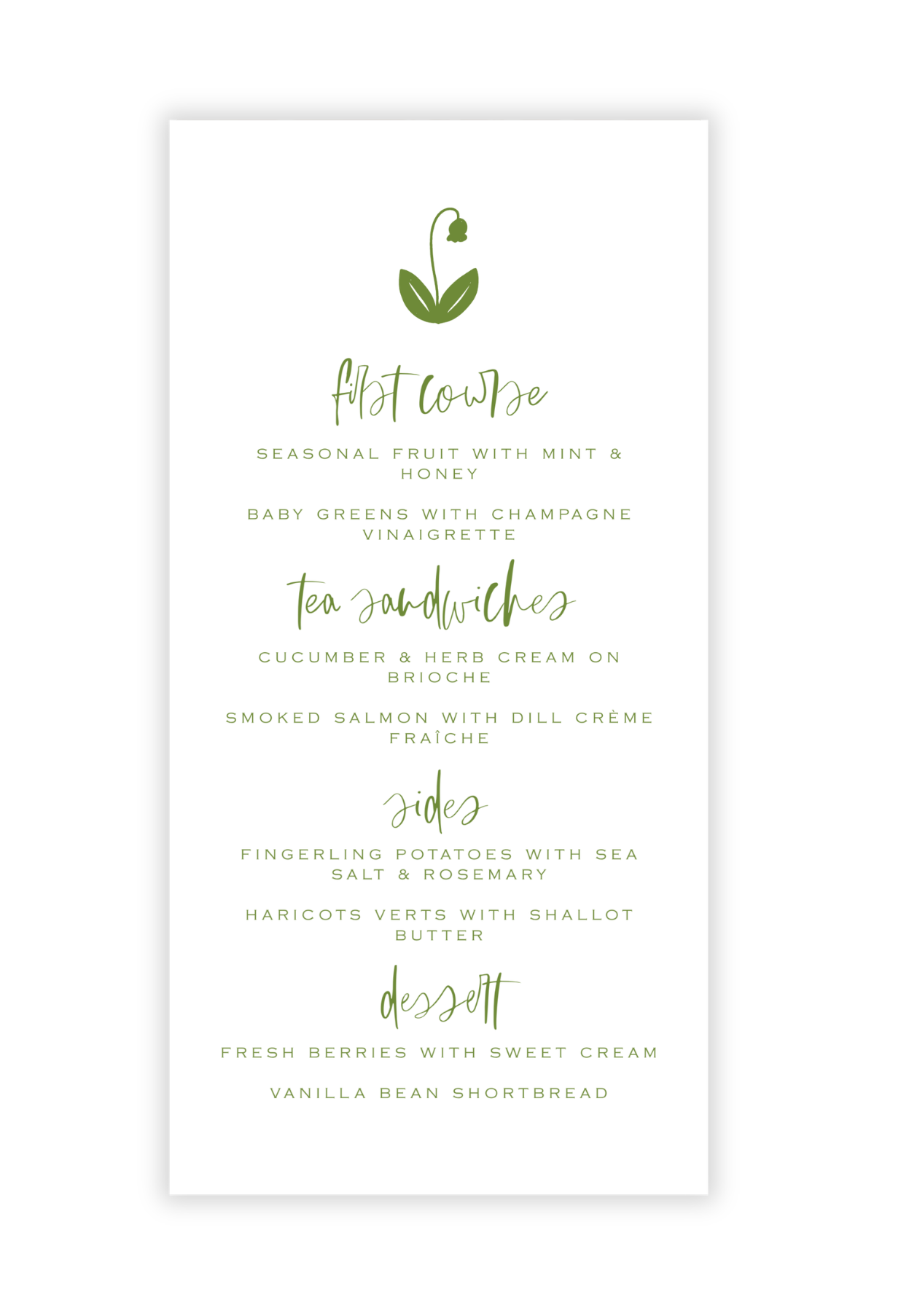 Green Garden Menu