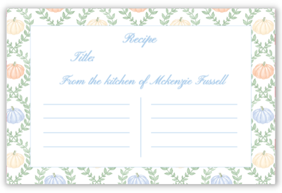 Pumpkin Vines Recipe Card