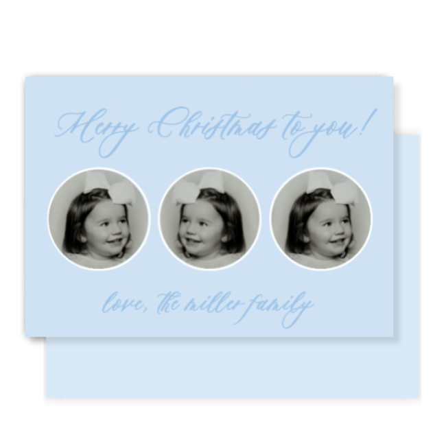 Blue Mini Frames Horizontal Christmas Card