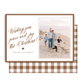 Brown Gingham Horizontal Christmas Card