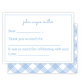 Blue Gingham Easy Peasy Thank You Notes