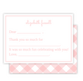 Pink Gingham Easy Peasy Thank You Notes