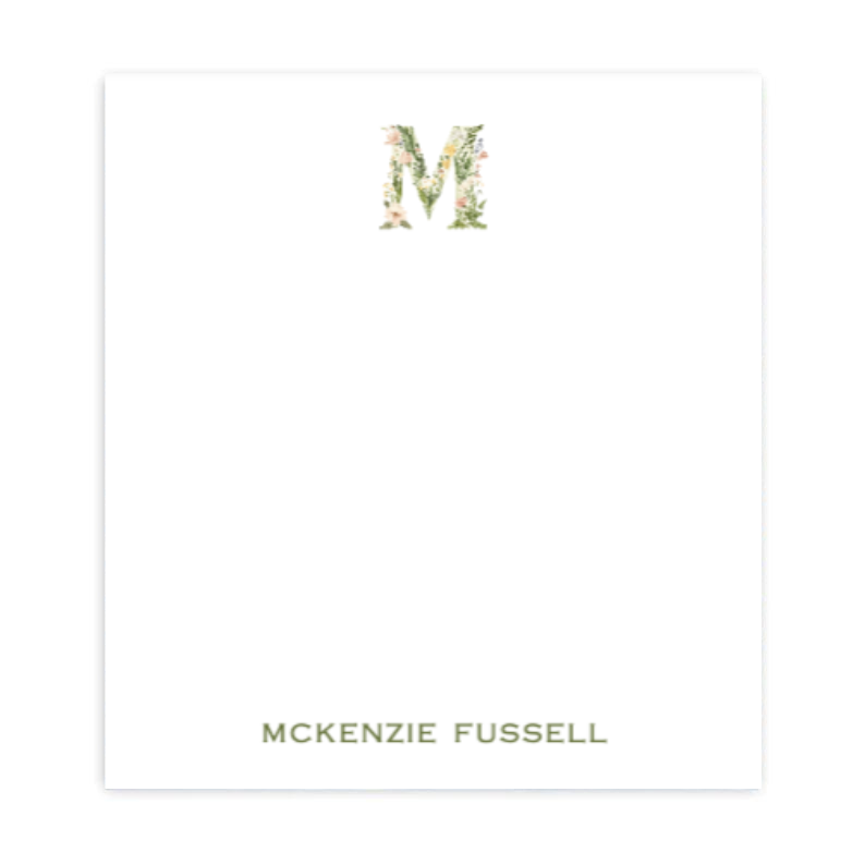 Initial Fancy Floral Notepad
