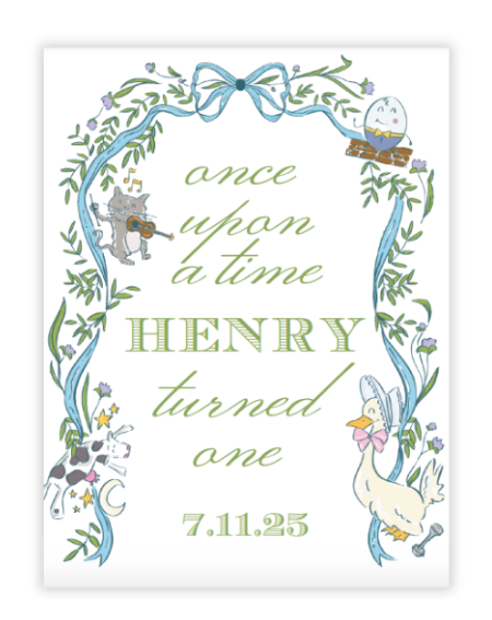 Blue Nursery Rhyme Party Sign