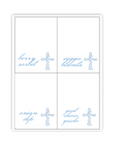 Blue Floral Cross Placecards
