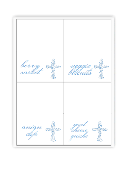 Blue Floral Cross Placecards