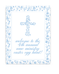 Blue Floral Cross Party Sign