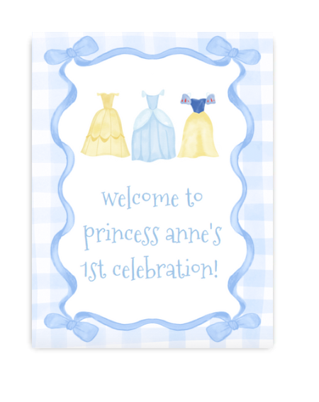 Blue Princess Party Sign