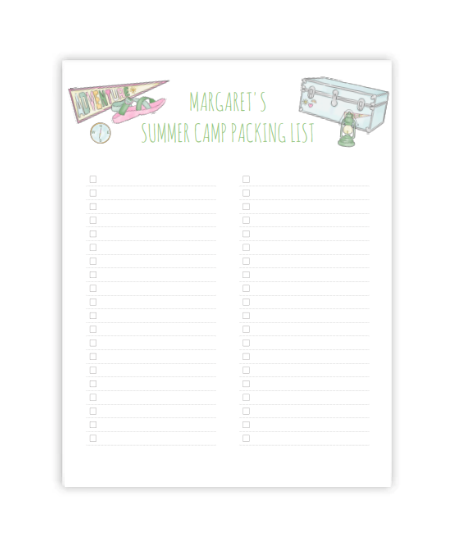 Girl's Summer Camp Packing List