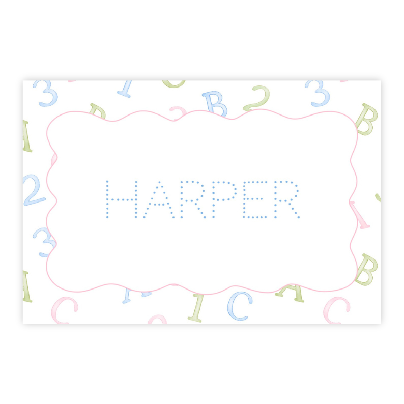 Pastel Learning Fun Name Tracing Placemat