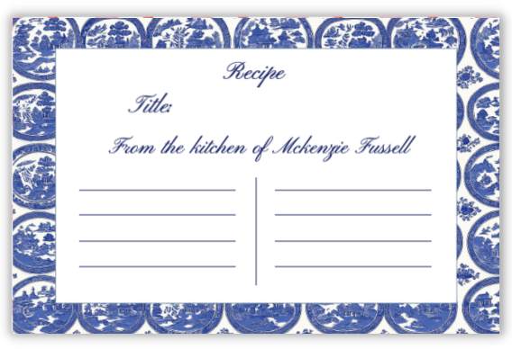 Blue & White Platter Recipe Card